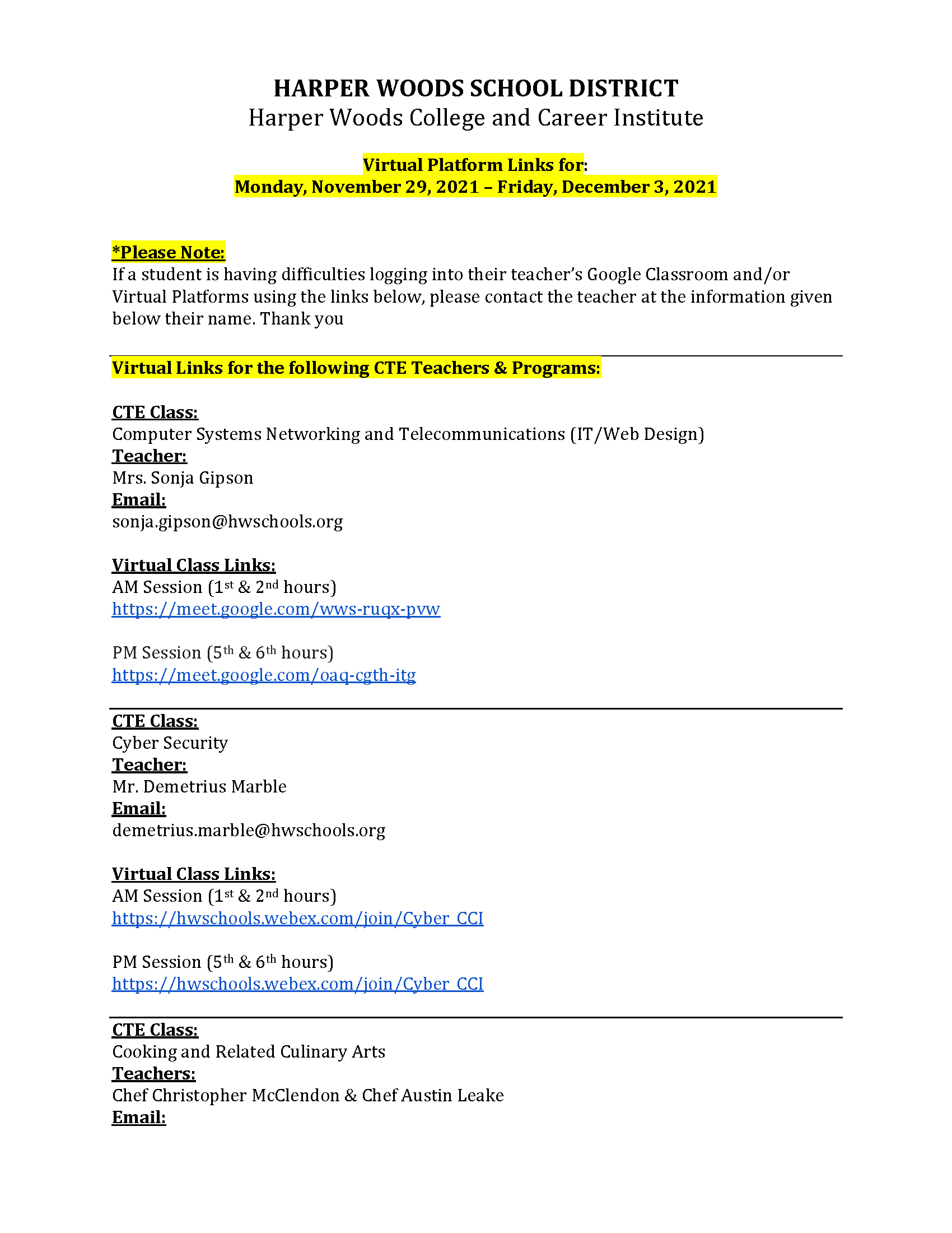 CTI Program Links