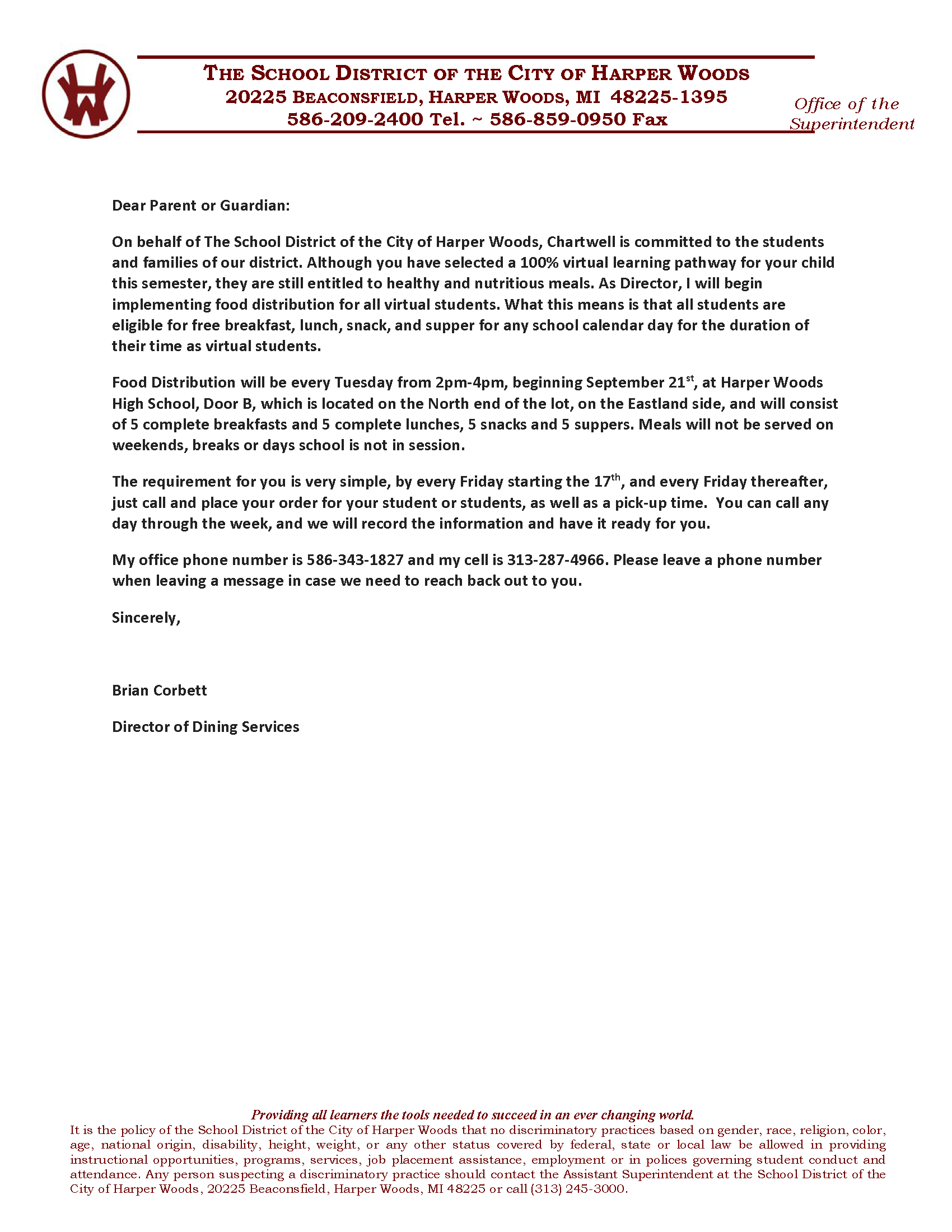 Letter to Virtual Parents