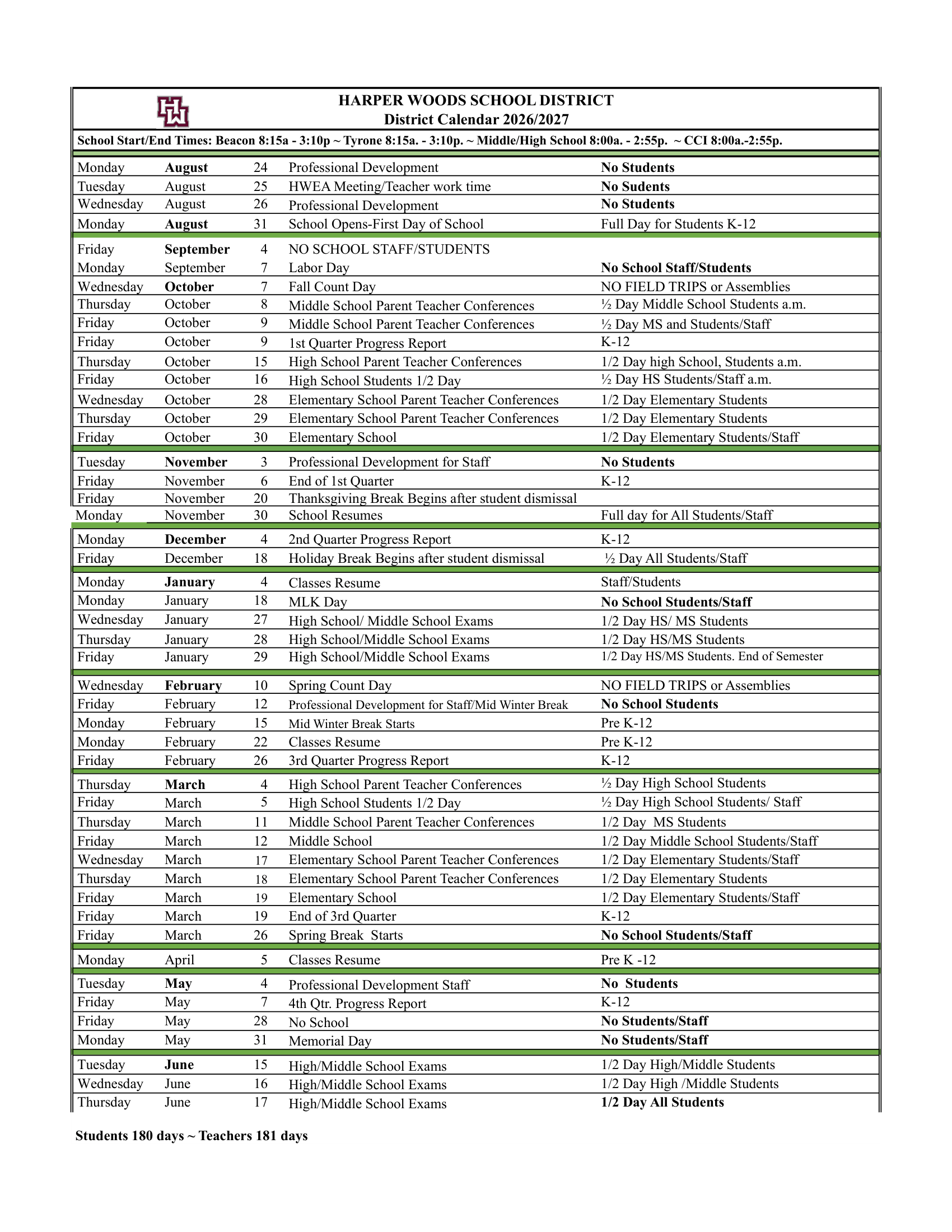calendar