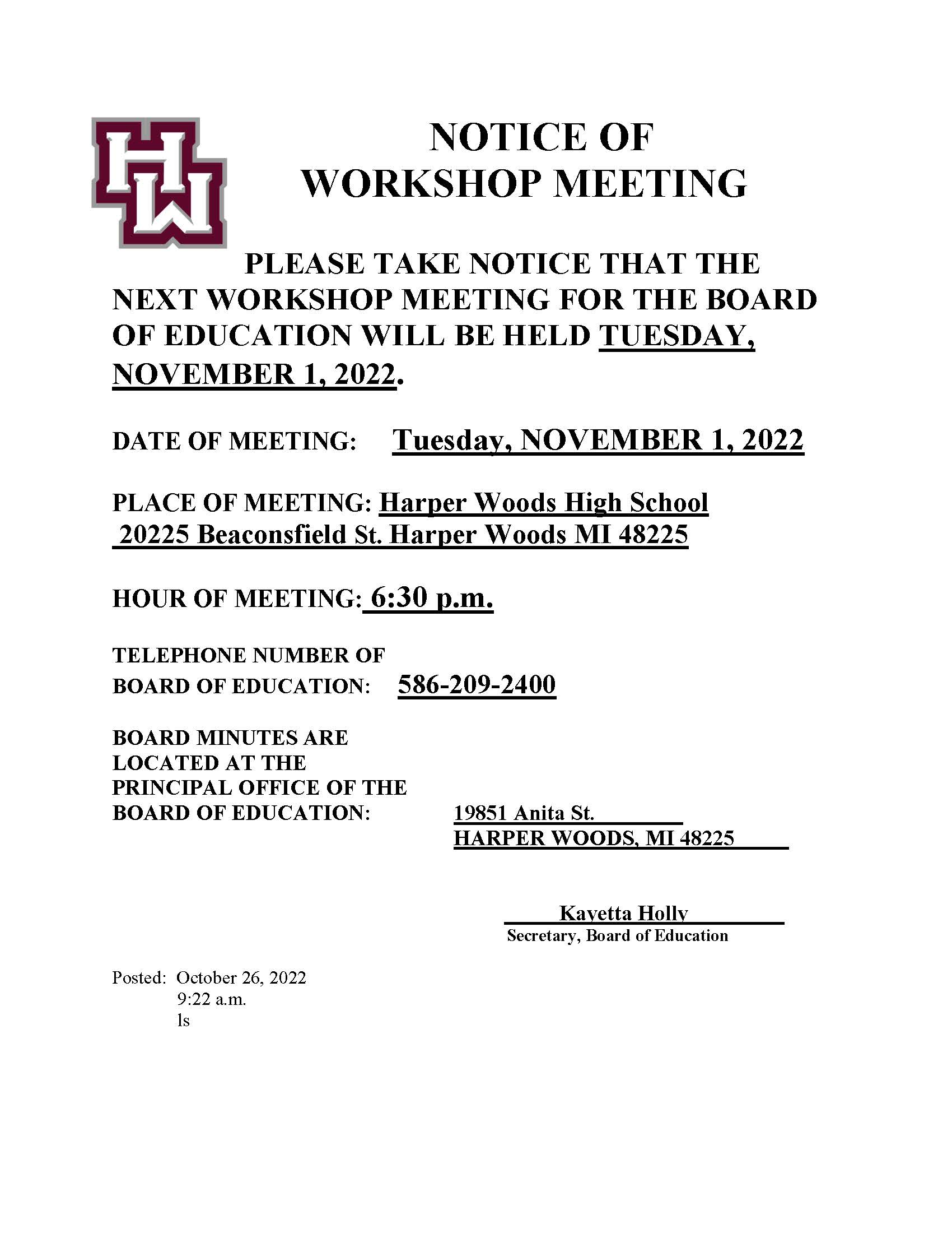 Board Agenda November 1, 2022