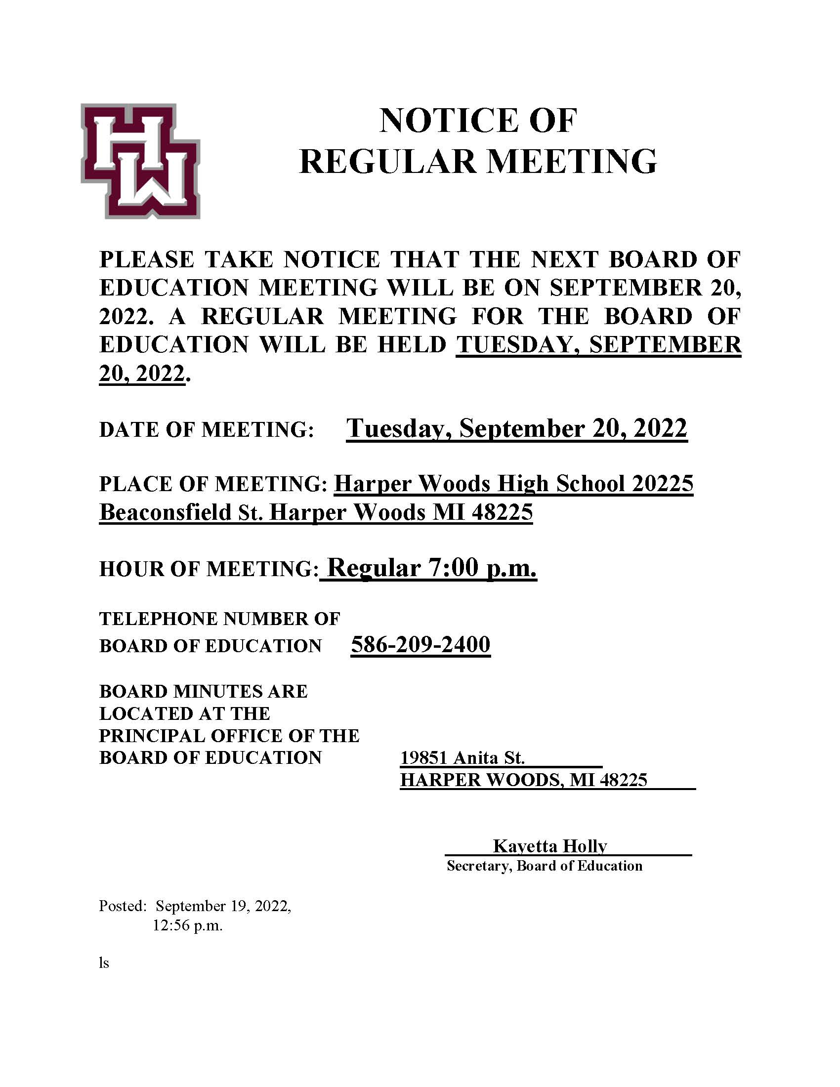 Meeting Agenda 9/20/2022