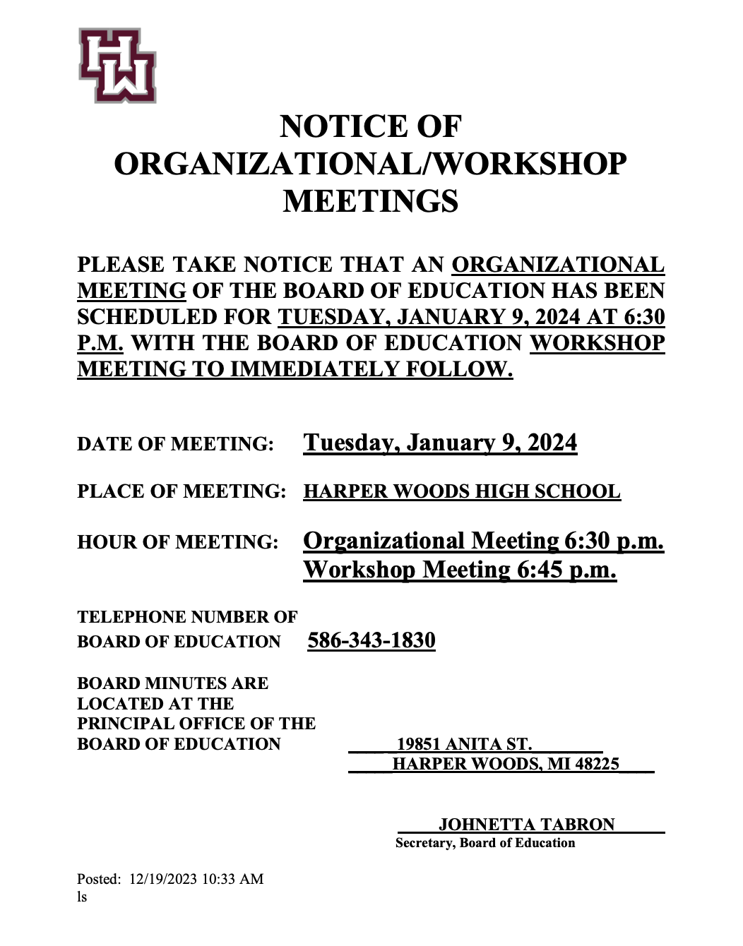 BOE Workshop Meeting 