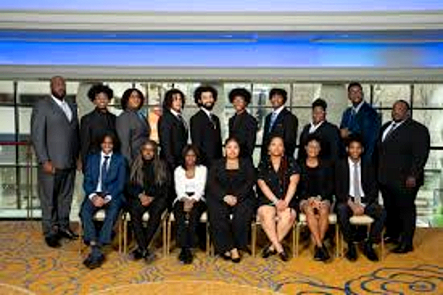 Harper Woods CCI BPA chapter students at a formal recognition event